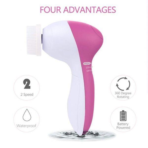 1set 5 in1 Electric Face Cleaner with brushes personal care acne Facial Massager women skin soft 1