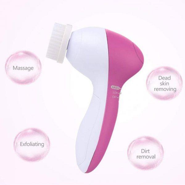 1set 5 in1 Electric Face Cleaner with brushes personal care acne Facial Massager women skin soft 2