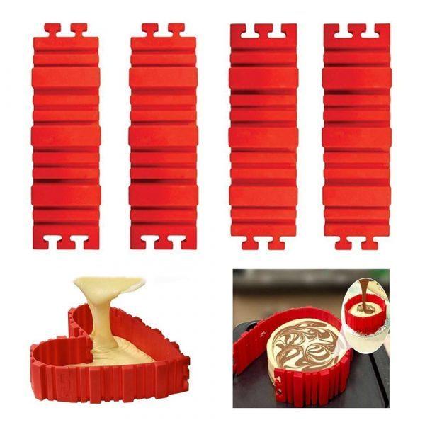 4 Pcs set Flexible DIY Silicone Cake Mold Square Flower Heart Round Cake Pan Baking Moulds 2