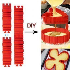 4 Pcs set Flexible DIY Silicone Cake Mold Square Flower Heart Round Cake Pan Baking Moulds 3