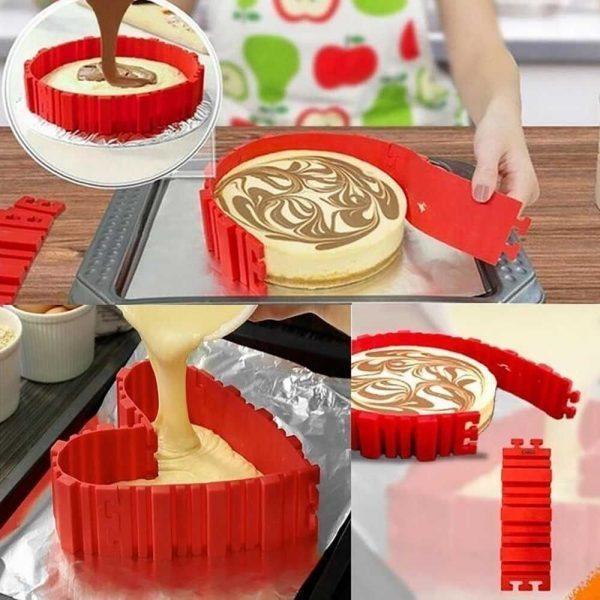 4 Pcs set Flexible DIY Silicone Cake Mold Square Flower Heart Round Cake Pan Baking Moulds