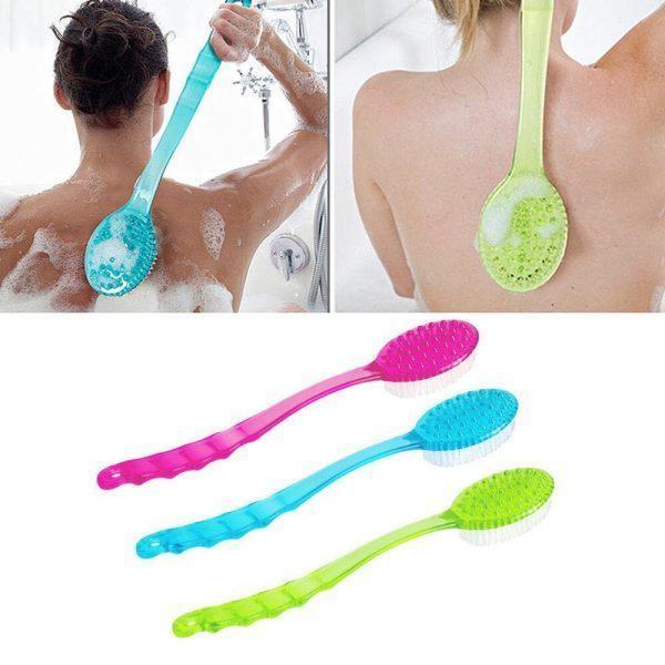 Long Handled Plastic Body Bath Shower Back Brush Scrubber Skin Cleaning Massager