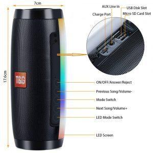 Portable Bluetooth Speaker Wireless Bass Column Waterproof Outdoor USB Speakers Support AUX TF Subwoofer LED altavoz 5