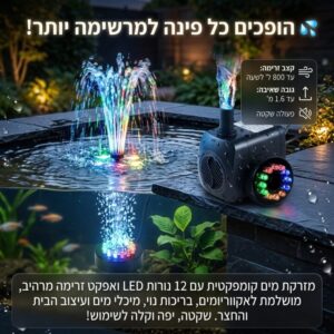 מזרקת מים ביתית כולל תאורת LED