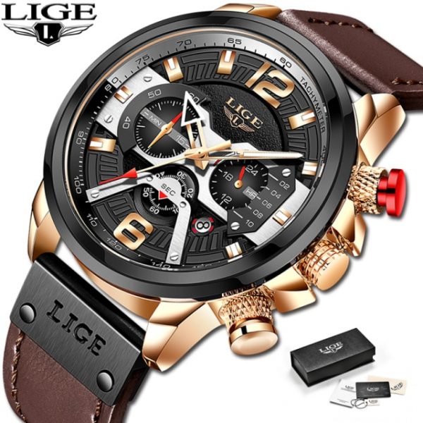 2021 New Mens Watches LIGE Top Brand Leather Chronograph Waterproof Sport Automatic Date Quartz Watch For 3.jpg 640x640 3