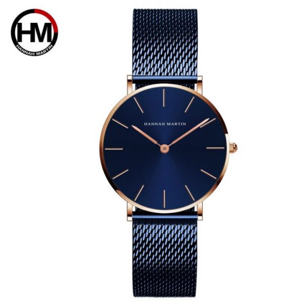 Japan Quartz Movement High Quality 36mm hannah Martin Women Stainless Steel Mesh Rose Gold Waterproof Ladies 1