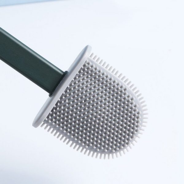 Toilet Brush Water Leak Proof With base Silicone Wc Flat Head Flexible Soft Bristles Brush with 3