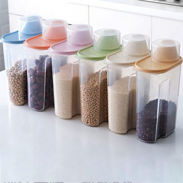 1 9 2 5L Cereal Dispenser With Lid Storage Box Plastic Rice Container Food Sealed Jar