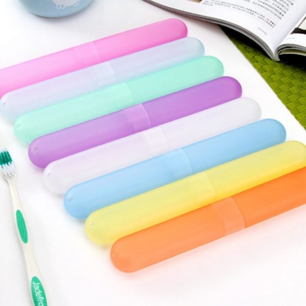 1pc Storage Box Organizer Plastic Toothbrush Case Portable Travel Walking Camping Box Random Color Toothbrush