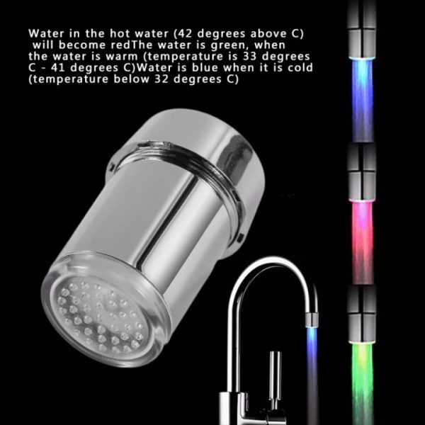 3 Color LED Light Change Faucet Shower Water Tap Temperature Sensor Water Faucet Glow Shower Left