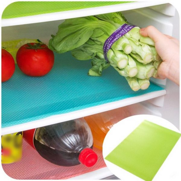 4pcs set Refrigerator Pad Antibacterial Antifouling Mildew Refrigerator Mats Moistureproof Waterproof Pad Tailorable Fridge Mats 2