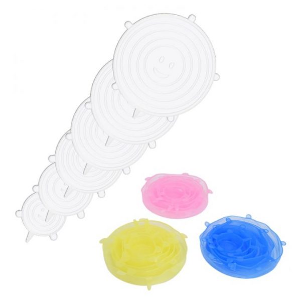 6 12Pcs Silicone Stretch Lids Kitchen Tools Accessories Reusable Food Wrap Sealed Cover Keep Fresh Stretchy 3