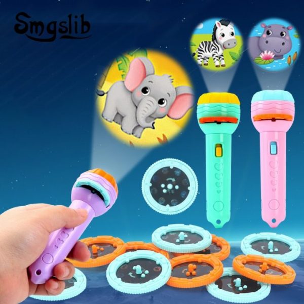 Baby Sleeping Story Book Flashlight Projector Torch Lamp Toy Early Education Toy for Kid Holiday Birthday