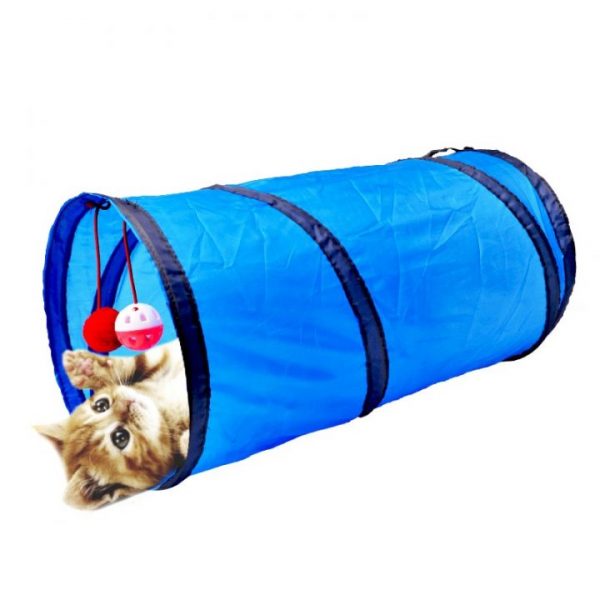 Cat Tunnel Toy Funny Pet 2 Holes Play Tubes Balls Collapsible Crinkle Kitten Toys Puppy Ferrets