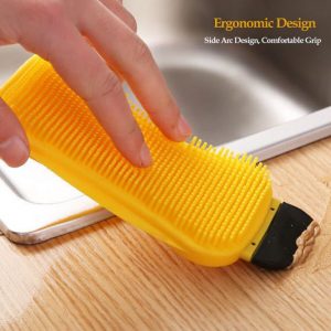 Kitchen Cleaning Tool Sponge Brush Silicone Dish Bowl Cleaning Brush Washing Pan Dish Bowl Sponge Scraper 3