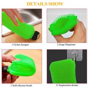 Kitchen Cleaning Tool Sponge Brush Silicone Dish Bowl Cleaning Brush Washing Pan Dish Bowl Sponge Scraper 4