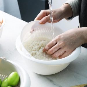 Kitchen Supplies Kitchen Double Drain Basket Fruit Vegetable Washing Strainer Collapsible Drainer Kitchen Gadgets AndAccessories 2