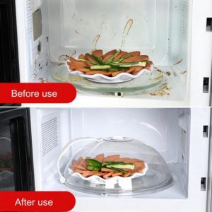 Multifunctional Microwave Oven Food Cover Transparent Plastic Anti Sputtering Reusable Cover With Handle Heat Resistant Lid 3