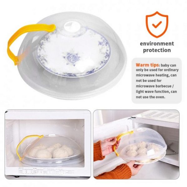 Multifunctional Microwave Oven Food Cover Transparent Plastic Anti Sputtering Reusable Cover With Handle Heat Resistant Lid 4