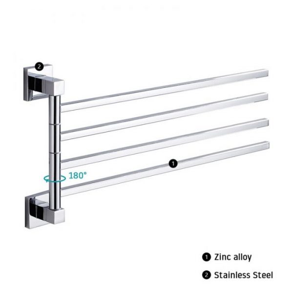 Stainless Steel 2 4 Swivel Towel Bars Hanger Bathrobe Towel Rack Holder Wall Mounted Rotatable Bathroom 4