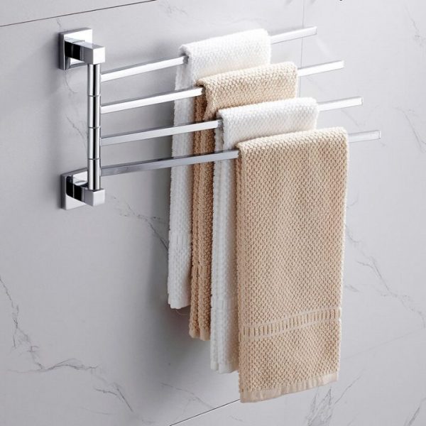 Stainless Steel 2 4 Swivel Towel Bars Hanger Bathrobe Towel Rack Holder Wall Mounted Rotatable Bathroom