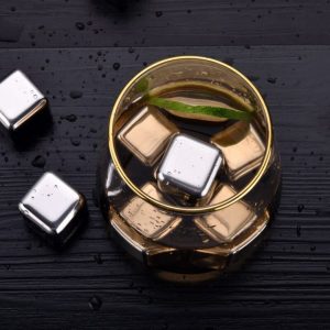 Stainless Steel Ice Cubes Reusable Metal Chilling Stones with Tongs for Bar Club Whiskey Wine Beer 2