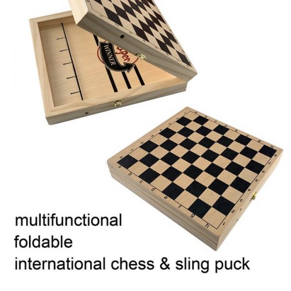 Table Hockey Game chess 2 In 1 Wooden Foldable Board Game for Parent child Interactive Toy 1