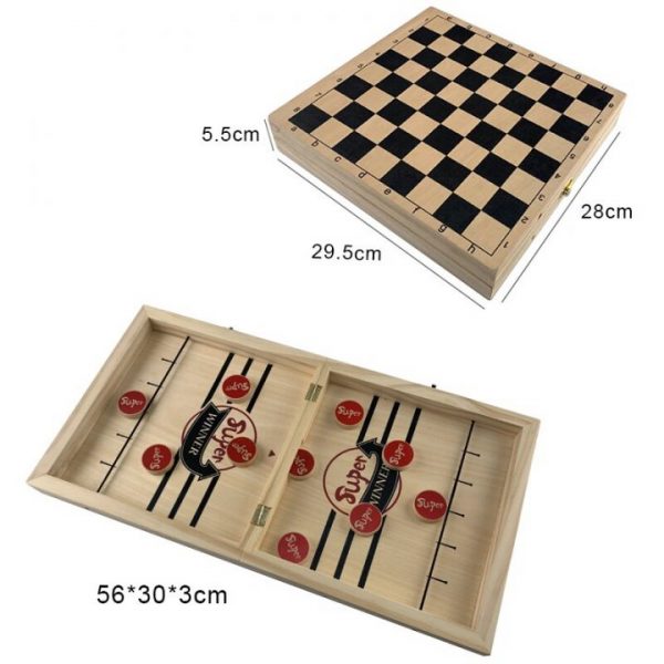 Table Hockey Game chess 2 In 1 Wooden Foldable Board Game for Parent child Interactive Toy 2