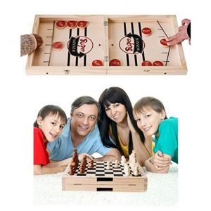 Table Hockey Game chess 2 In 1 Wooden Foldable Board Game for Parent child Interactive Toy 4