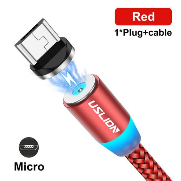 USLION Magnetic USB Cable For iPhone 12 11 Xiaomi Samsung Type C Cable LED Fast Charging 3.jpg 640x640 3