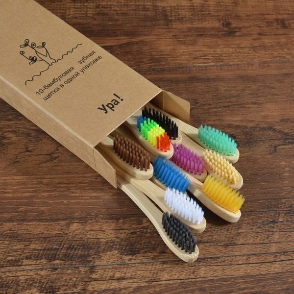 10PCS Colorful Toothbrush Natural Bamboo Tooth Brush Set Soft Bristle Charcoal Teeth Eco Bamboo Toothbrushes Dental 4