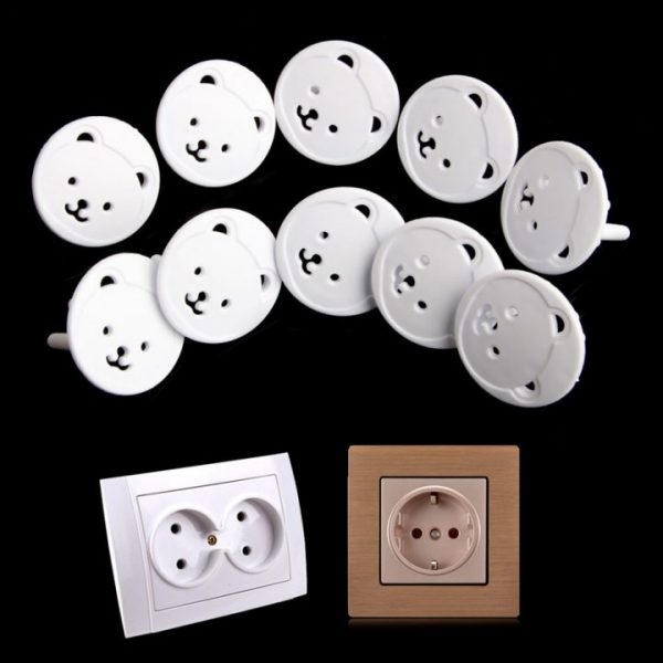 10pcs Bear EU Power Socket Electrical Outlet Baby Kids Child Safety Guard Protection Anti Electric Shock