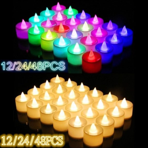 12 24 48pcs Flameless LED Tealight Tea Candles Wedding Light Romantic Candles Lights for Birthday Party