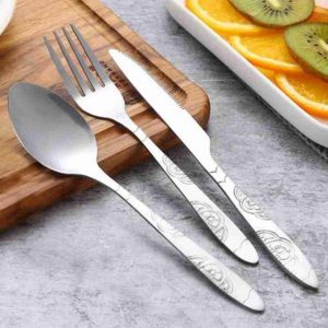 4Pcs Steel Knifes Fork Spoon Set Family Travel Camping Cutlery Eyeful Four piece Dinnerware Set with 1