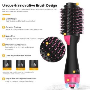 One Step Hair Dryer Volumizer Salon Hot Air Paddle Styling Brush Negative Ion Generator Hair Straightener 3