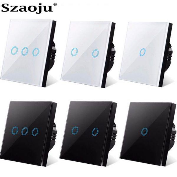 Szaoju EU Touch Switch LED Crystal Glass Panel Wall Lamp Light Switch 1 2 3 Gang