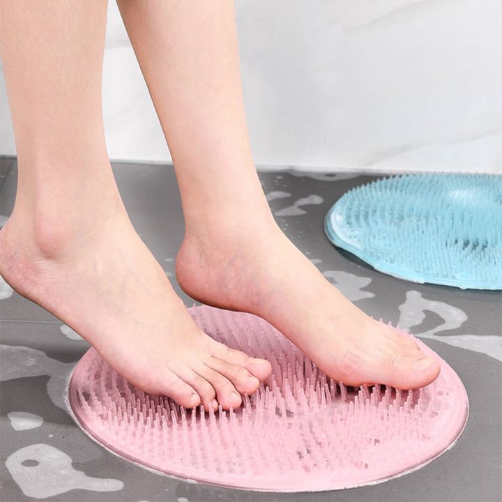 Bath Round Silicone Bath Massage Cushion Brush For Lazy Wash Feet Clean Dead Skin Bathroom Artifact