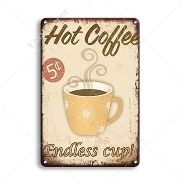 Coffee Tin Sign Vintage Metal Sign Plaque Metal Vintage Wall Decor for Kitchen Coffee Bar Cafe 3