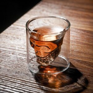 Double layered Transparent Skull Head Coffee Mug Crystal Glass Cup for Home Bar Club Whiskey Wine 2