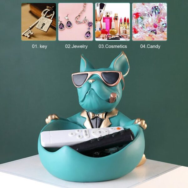 French Bulldog Sculpture Dog Statue Key Remote Control Phone Holder Storage Table Decoration Glasses Tray Home 1