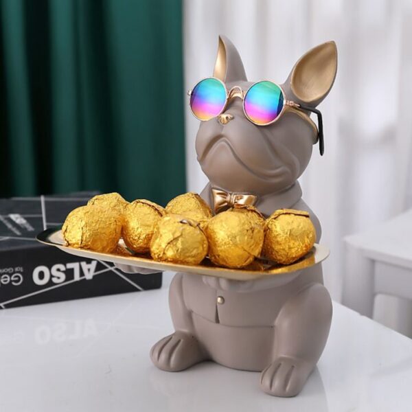 French Bulldog Sculpture Dog Statue Key Remote Control Phone Holder Storage Table Decoration Glasses Tray Home 4