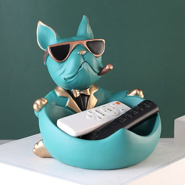 French Bulldog Sculpture Dog Statue Key Remote Control Phone Holder Storage Table Decoration Glasses Tray Home