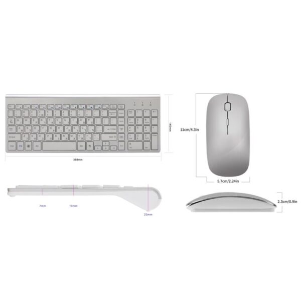 Hebrew English characters Ultra thin Business Israel Wireless Keyboard and Mouse combo low noise for Office 1