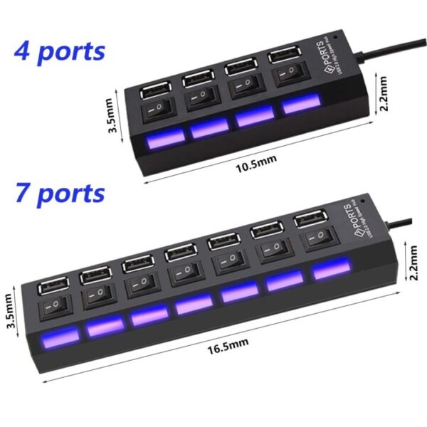 USB 2 0 Hub USB Hub 2 0 Multi USB Splitter Hub Use Power Adapter 4 1