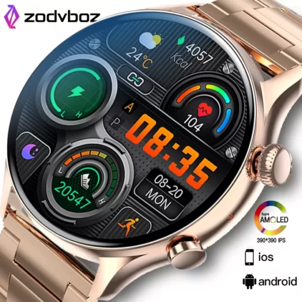2022 New AMOLED 390 390 HD Screen NFC Smart Watch W