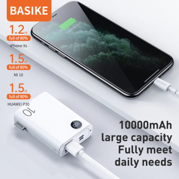 מטען נייד כפול עם טעינה מהירה בנפח 10000mAh מבית BASIKE