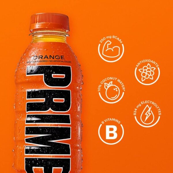 משקה אנרגיה פריים 500 מ"ל 12 יחידות Prime Hydration Sports Drink Variety Pack Orange