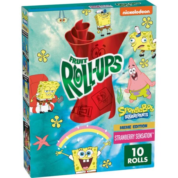 Fruit Roll-Ups SPONGEBOB Strawberry רולאפס ממתק בטעם פירות 10 יחידות כשר
