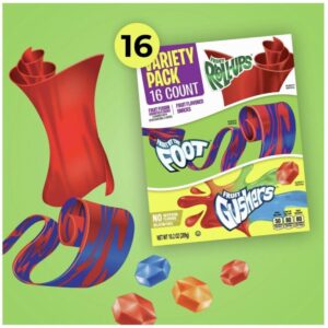 Fruit by the Foot Gushers Snacks Variety Pack רולאפס ממתק בטעם פירות 16 יחידות