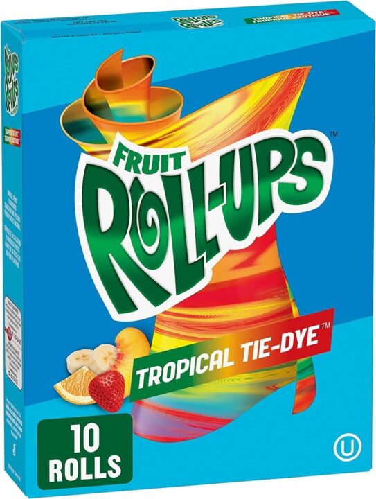 Betty Crocker Fruit Roll-Ups Tropical Tie-Dye Fruit רולאפס ממתק בטעם פירות 10 יחידות כשר